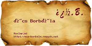 Ács Borbála névjegykártya